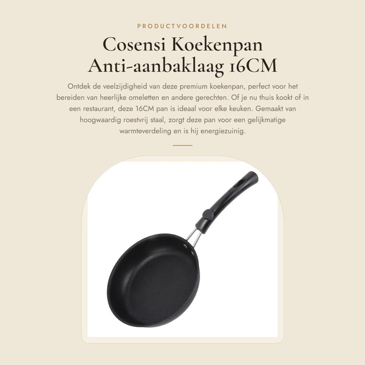 Dailygoods - Koekenpan - Anti-aanbaklaag - 16CM - Energiezuinig - Geschikt voor inductie - Perfect voor koken en braden