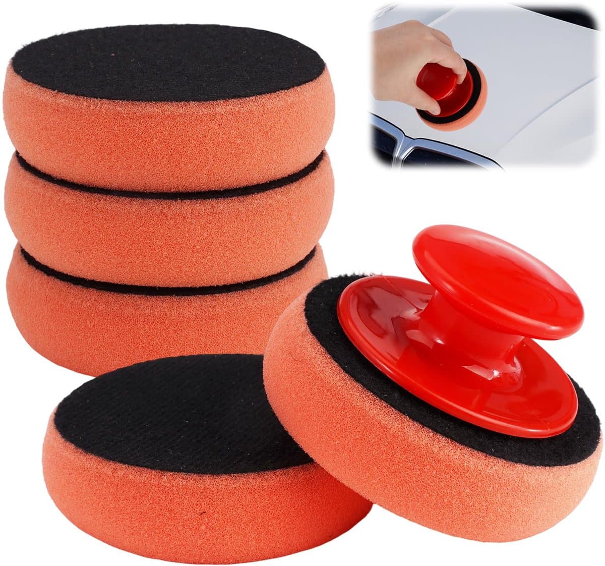 Dailygoods - Polijstspons Auto Set - 5 Stuks met Antislip Handgreep
