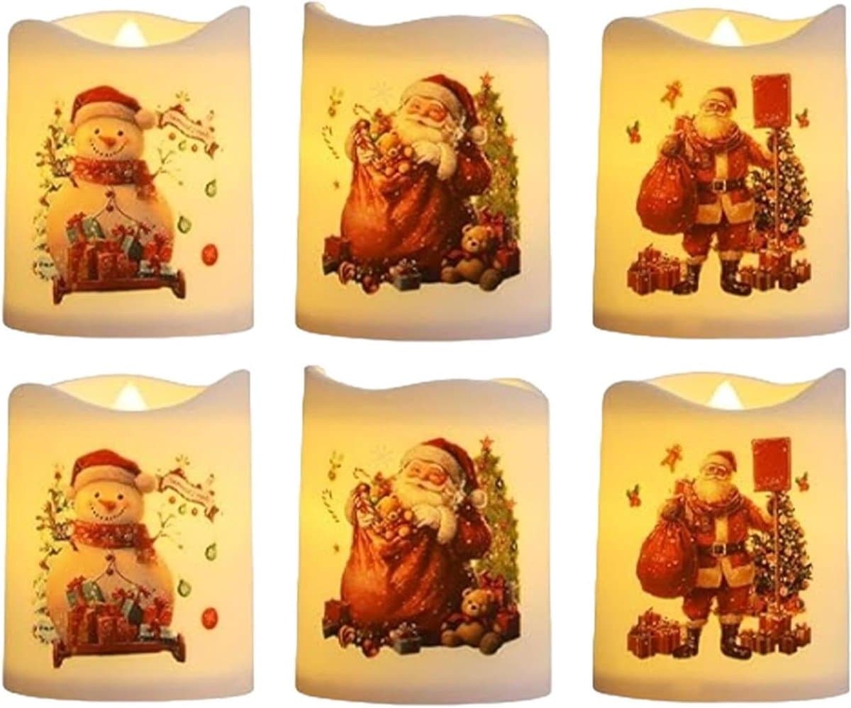 Led Kerstkaarsen - Sneeuwpop Kaarsen - Feestelijke Decoratie - Veilig Zonder Vlam - 6 stuks - Uniek Kenmerk