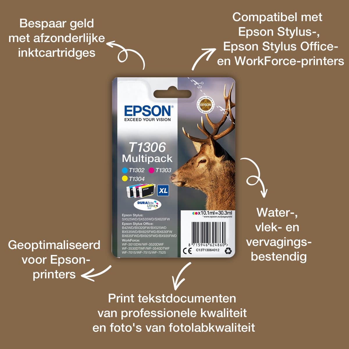 Epson Stag singlepack inktpatroon cyaan T1302 DURABrite Ultra Ink