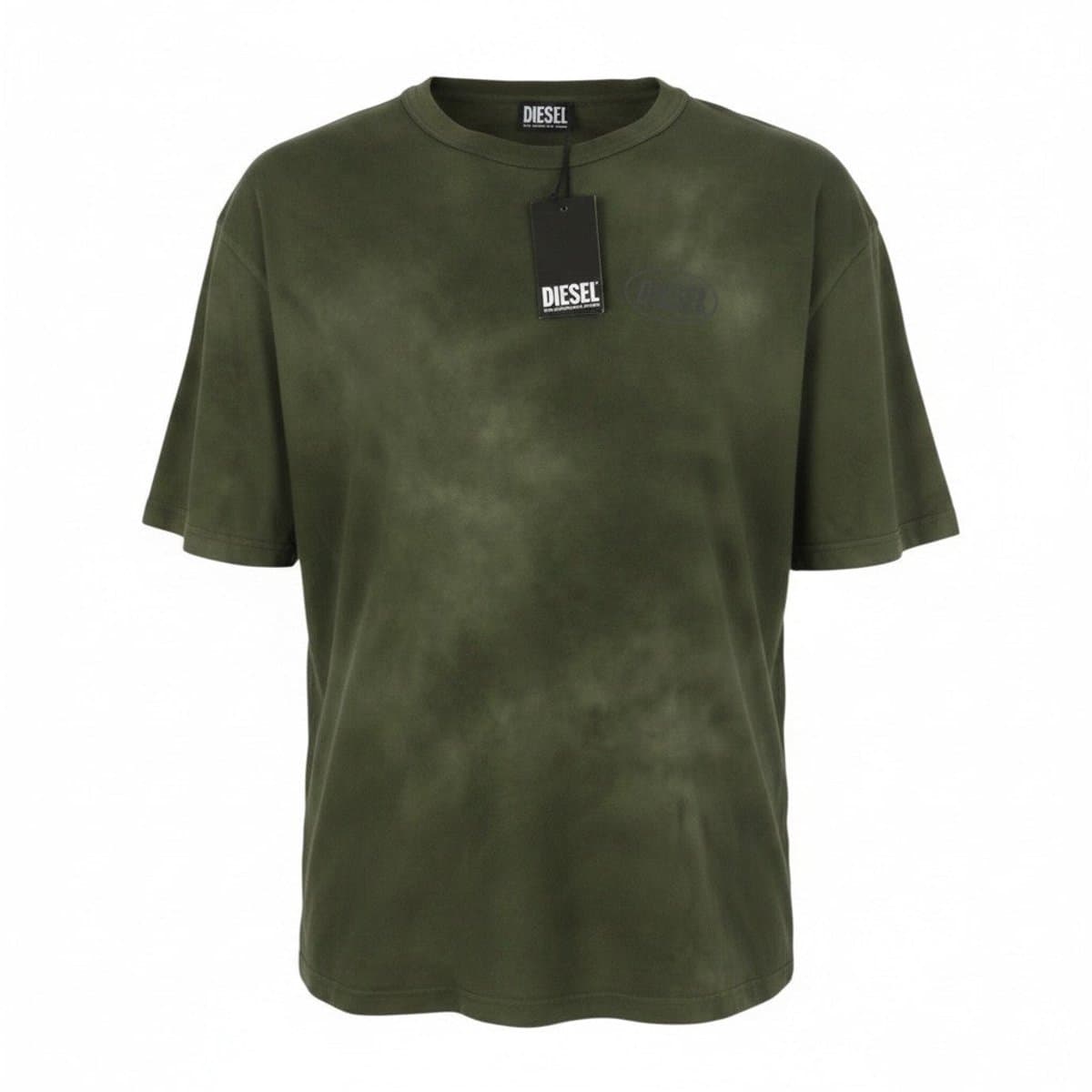 Diesel T-wash-out Heren T-shirt groen Faded Tricot Oversized Korte Mouw - XL
