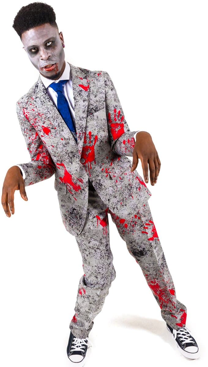 OppoSuits Zombiac - Heren Pak - Halloween Kostuum - Zombie Pak - Grijs - Horror - Maat 52