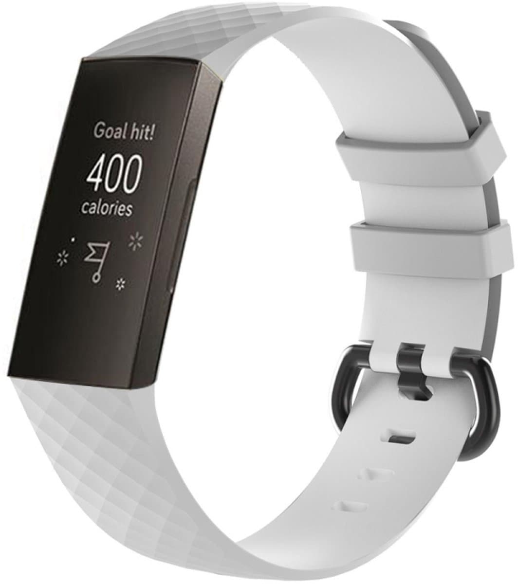 Diamantpatroon Siliconen polsband Horlogeband voor Fitbit Charge 3 Klein formaat : 190 * 18 mm (wit)