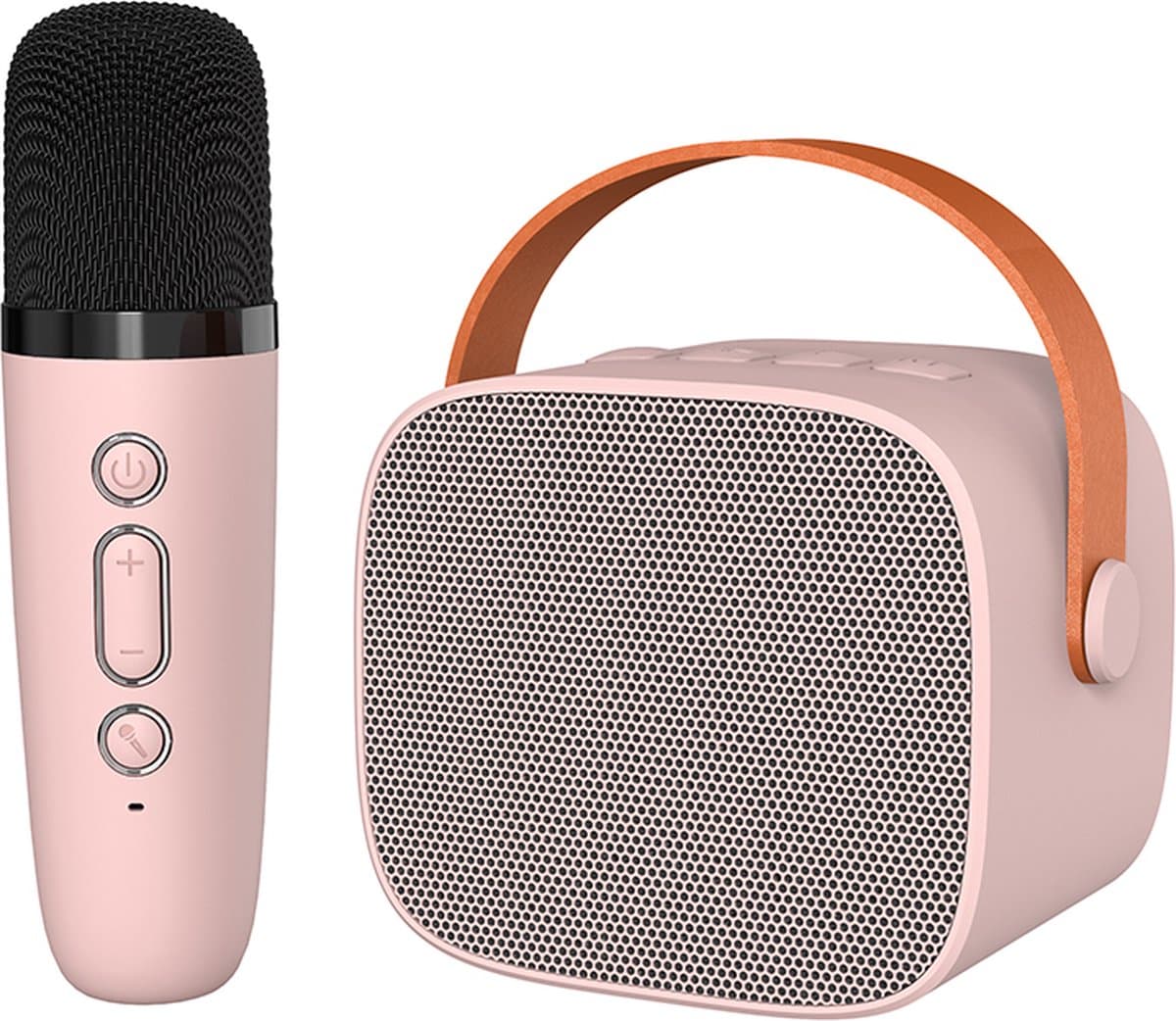 Woegel karaoke set A3 – met bluetooth, TF-kaart en stemvervormer– oplaadbare accu – draadloze micro – voor kinderen – roze