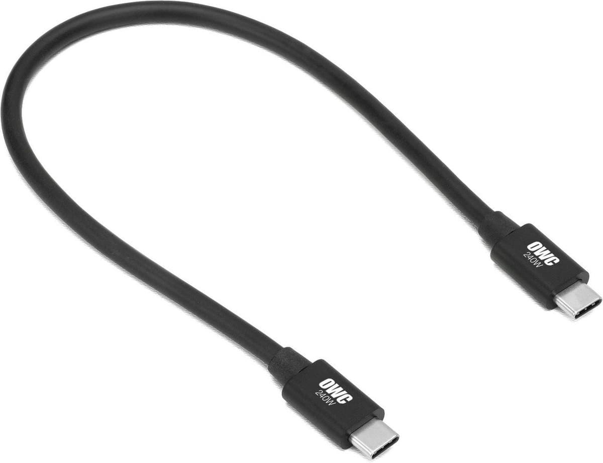 OWC 0.3 Meter USB-C Cable Thunderbolt 4 & 5, 80/120Gb/s, USB-C / USB-4 devices 240W - Black