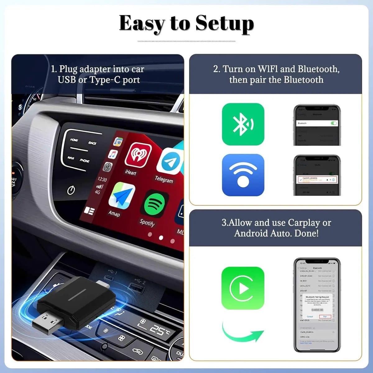 Mini 2-in-1 CarPlay & Android Auto Dongle - Draadloze CarPlay en Android Auto Verbinding