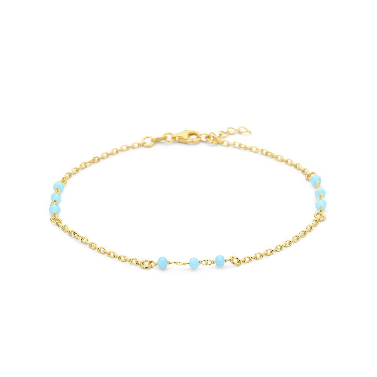 enkelbandje blauw kristal bolletjes 24 + 2 cm 3 micron