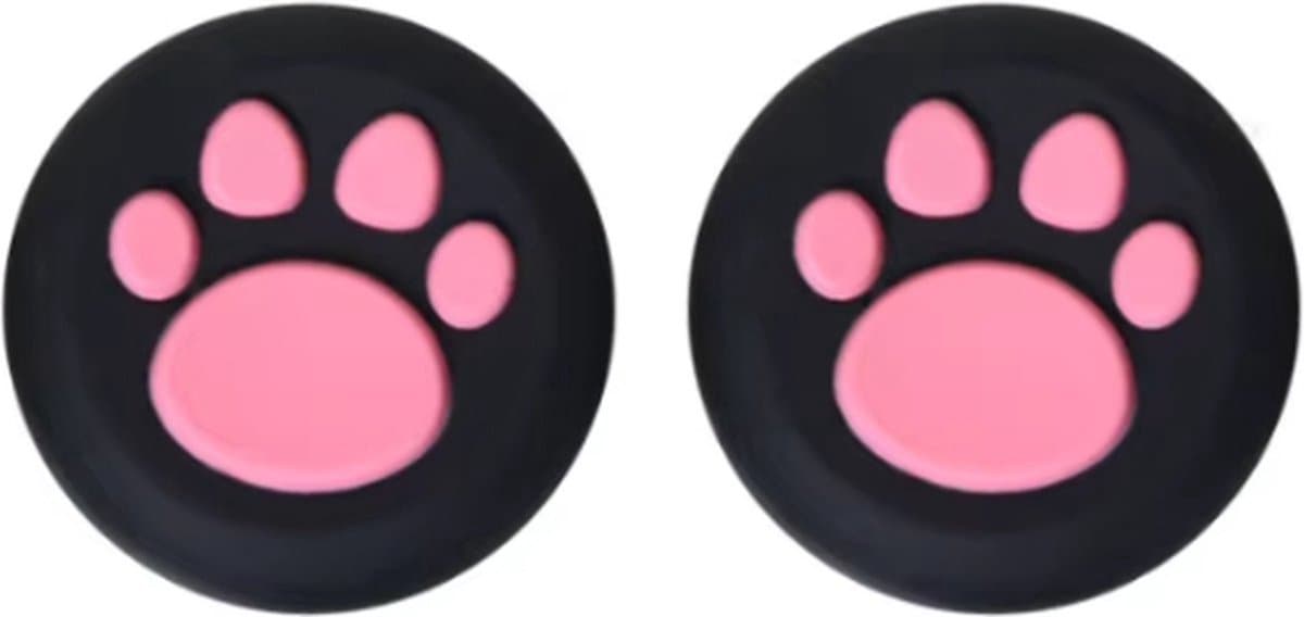 Scoby - Thumb Grips - Duim Grip - Extra Grip - Geschikt voor Nintendo Switch - Hondenpootjes - 2 Stuks - Roze/Zwart