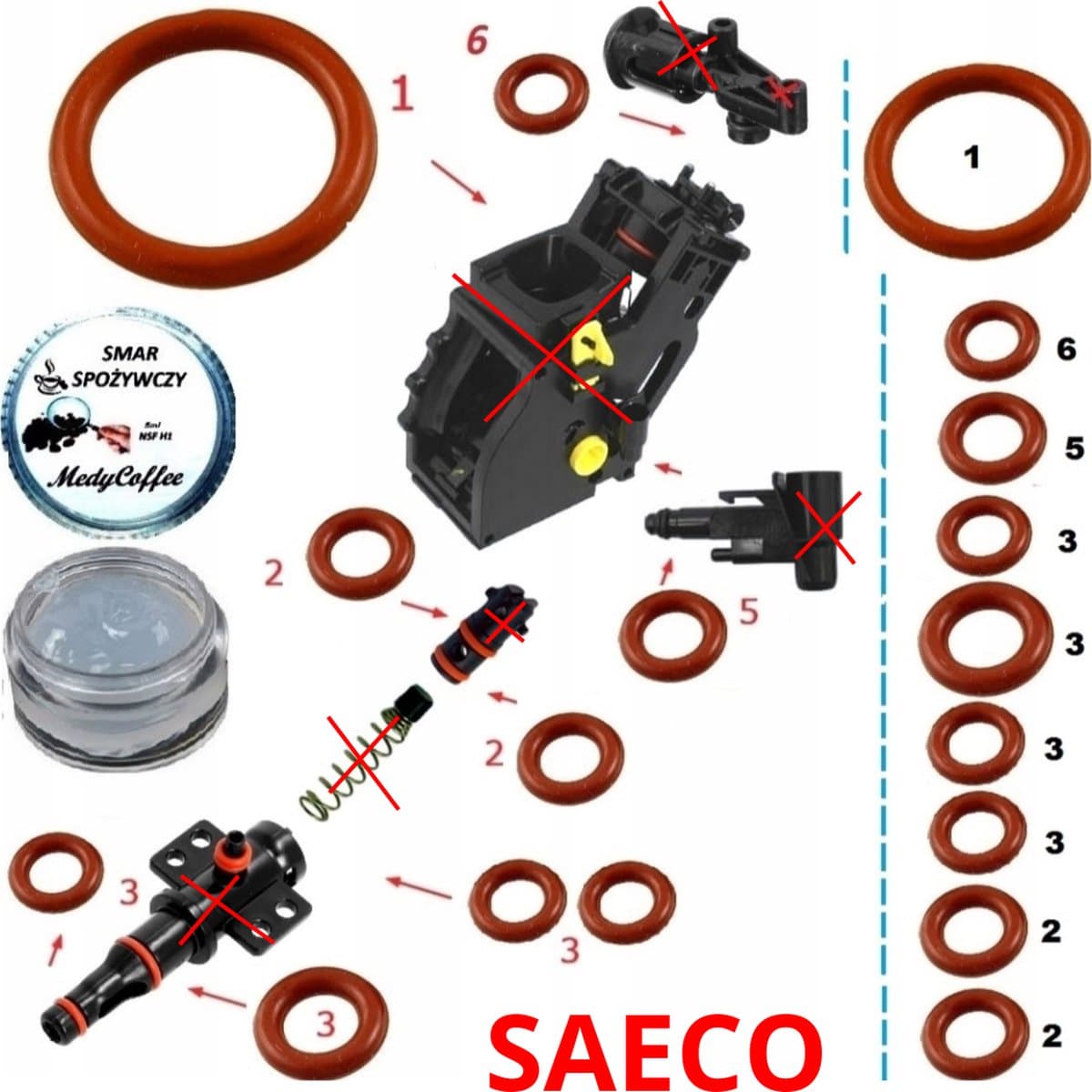 Reparatieset / afdichtingen voor Saeco Philips LatteGo