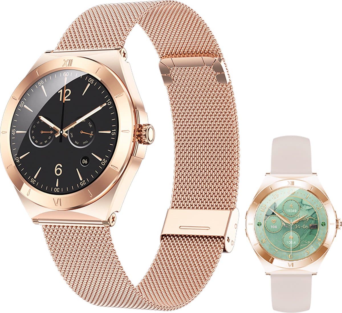 Frenkies® Smartwatch Dames Rose Goud – AMOLED - Stappenteller - Horloge Dames – Activity Tracker & Hartslagmeter -