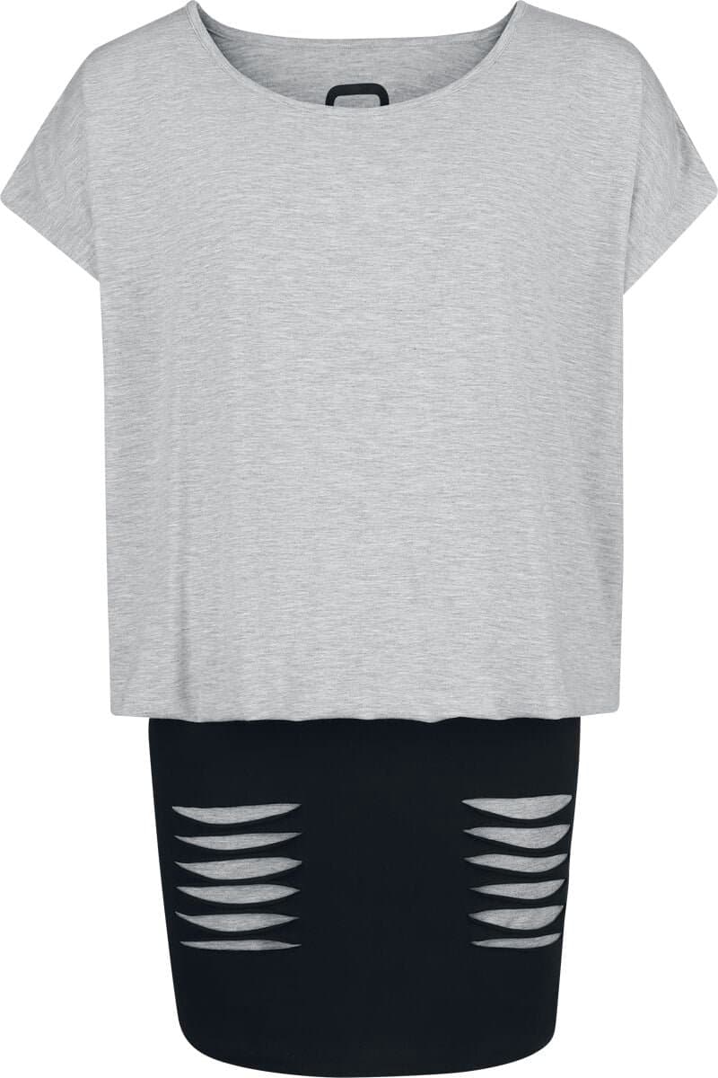 R.E.D. Rock-Engineered Design Zwarte/grijze korte jurk met dubbele lagen look - Dames - S