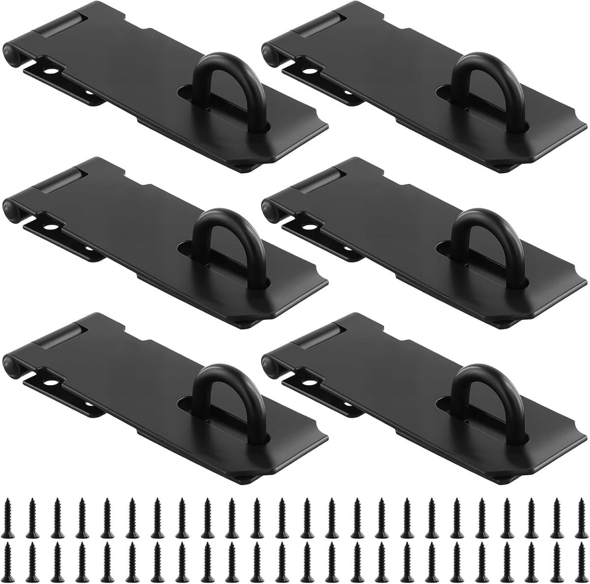 Hangsloten met grendel - Slot & haaspe - Veiligheid verhogen - Roestvrij staal coating - 105 mm lengte - Zwart