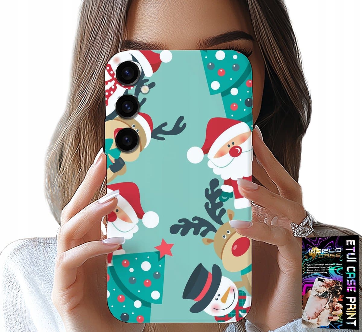 HOESJE VOOR SAMSUNG GALAXY A13 5G - KERSTPATRONEN MET KERSTMAN, RENDIER EN SNEEUWPOP