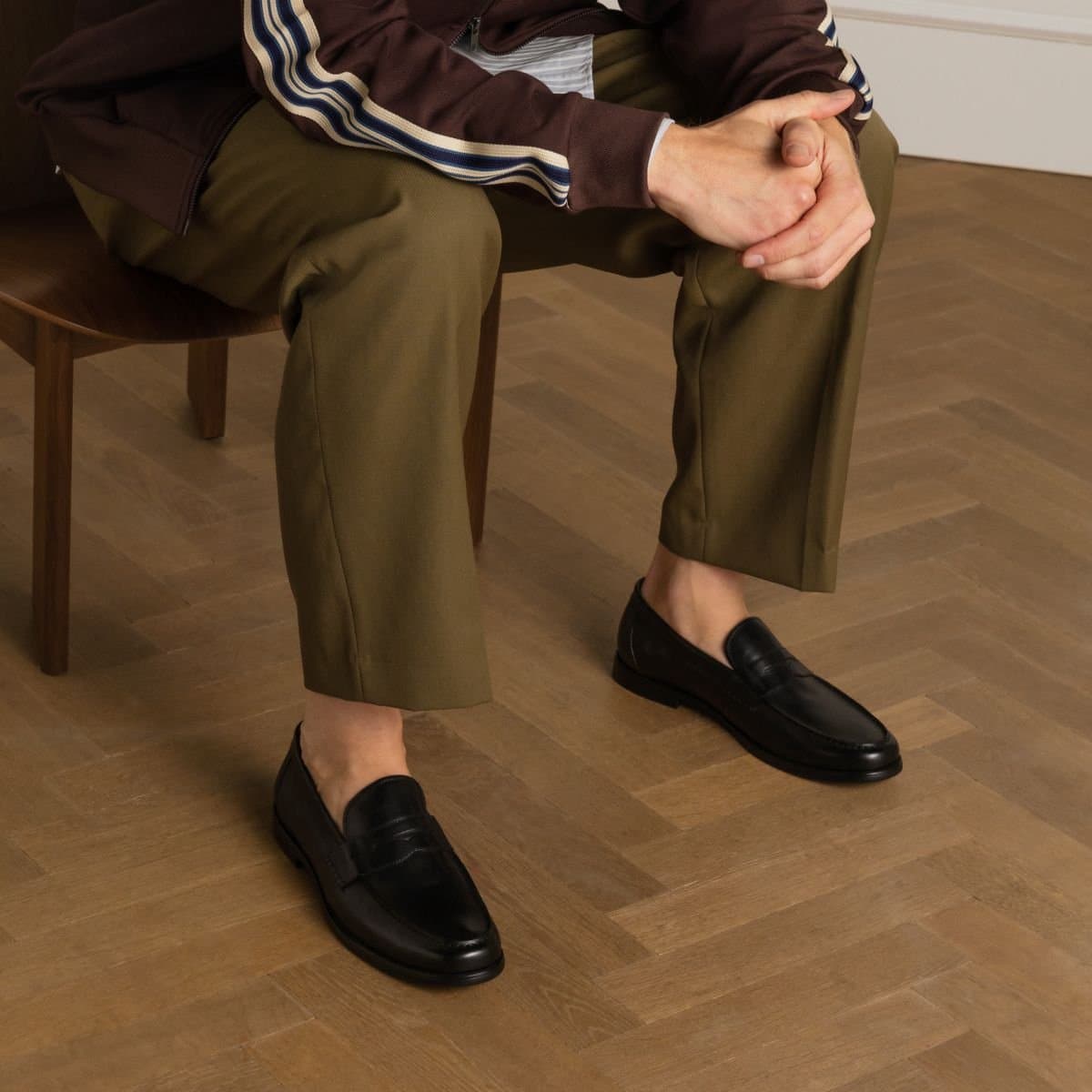 Manfield - Heren - Zwarte leren loafers - Maat 41