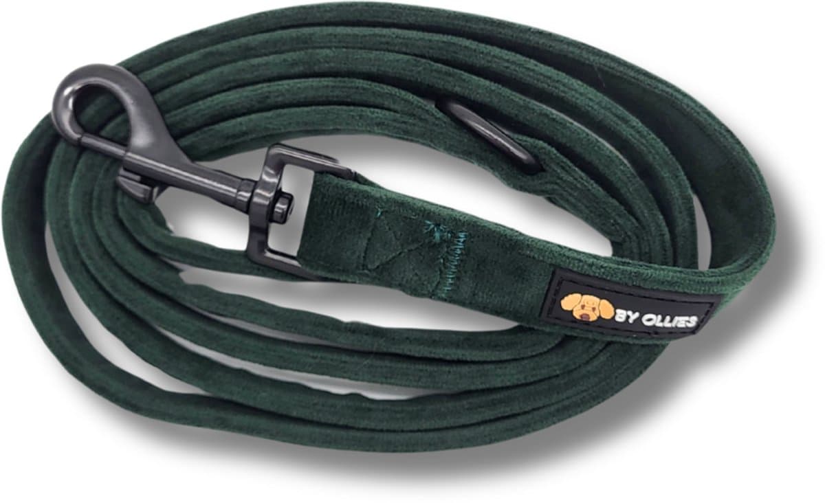 By Ollies Hondenriem velvet Dark green - Maat M (2 x 152cm)