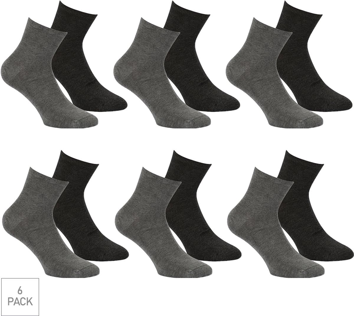 Boru Bamboo - 6-Pack - Quarter Sokken - Bamboe - Naadloos - Heren / Dames - grijs - 40-46 - 2302