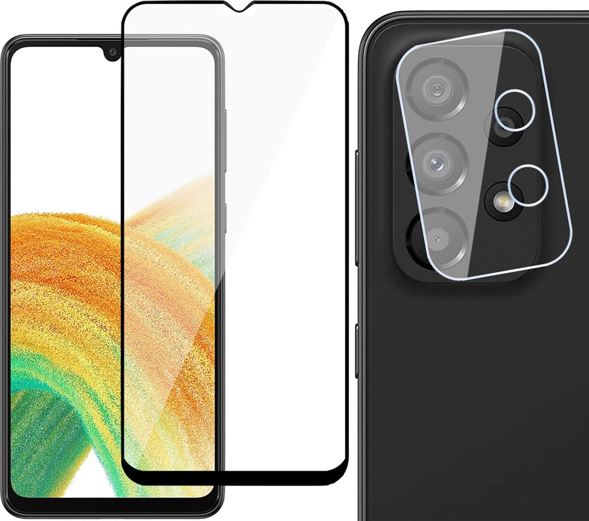 Screenprotector geschikt voor Samsung Galaxy A33 - Gehard Glas Beschermglas Tempered Glass Volledig Dekkende Screen Protector - Camera Lens Protector