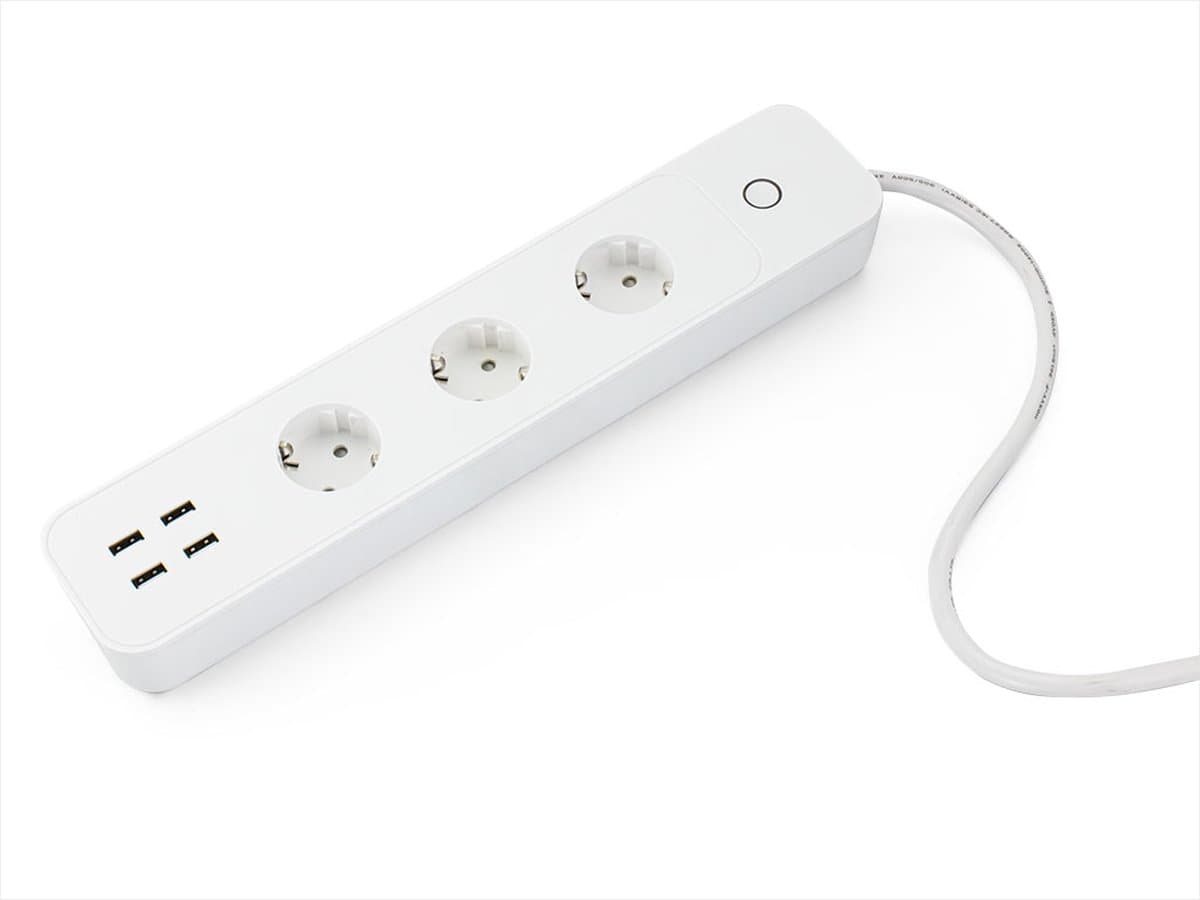 Caliber Stekkerdoos - Slimme Stekkerdoos - 3-voudig met 4x USB-A - Elke stekker en USB apart bestuurbaar via Wifi - Tuya Smart App - Google Home - Kerstverlichting bedienen (HWP303U)