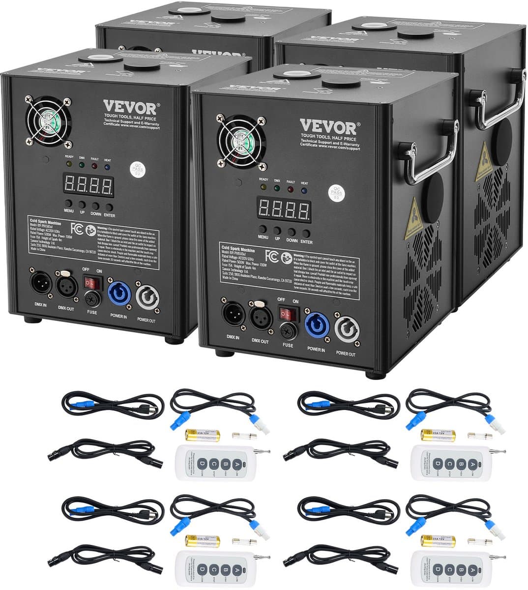VEVOR 4x Spark Machine 500 W Pyrotechniek Machine Aluminium Vuurwerk Machine Dmx Controller Verstelbaar 2-4m Koude Spark Machine 7 Min Per Herlaadbeurt Ideaal voor Bruiloften, Dj-Shows, Feesten
