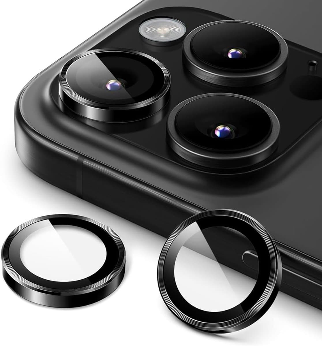 Mobile5 - Apple iPhone 16 Pro en 16 Pro Max - Camera lens protector - Zwart