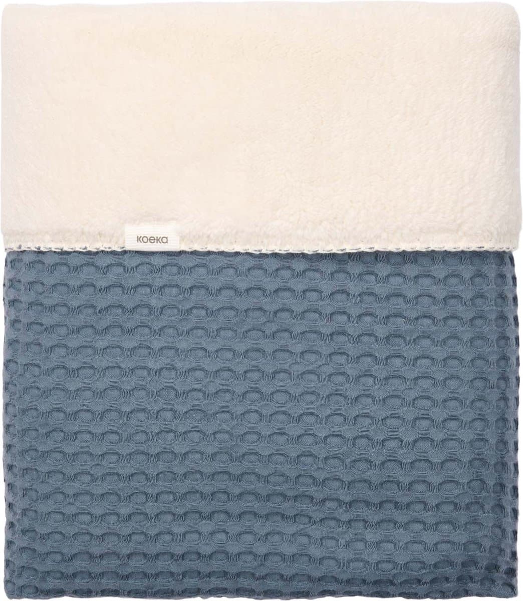 Koeka wiegdeken wafel/teddy Oslo bluestone 100x75