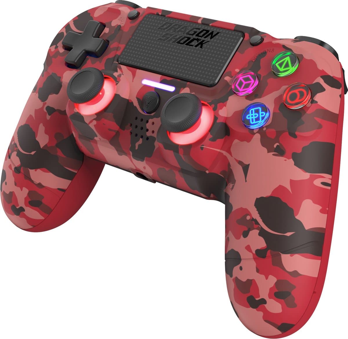 DragonShock - MIZAR BT - Draadloze Controller Rood Camo - Geschikt voor PS4, PC en Mobile