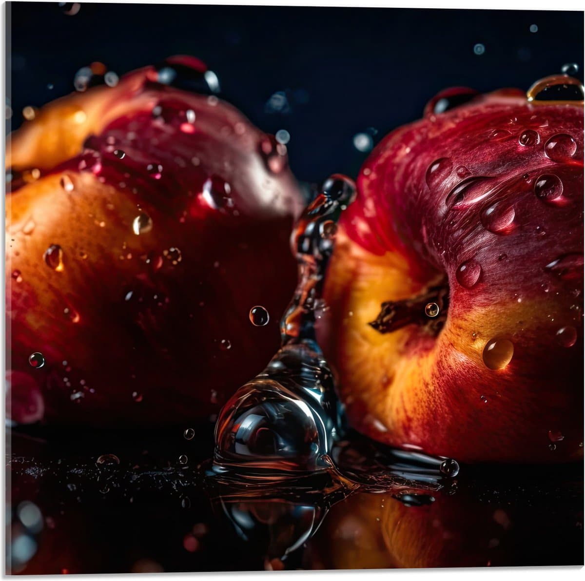 Acrylglas - Eten - Fruit - Water - Druppels - Nat - Kleuren - 50x50 cm Foto op Acrylglas (Wanddecoratie op Acrylaat)