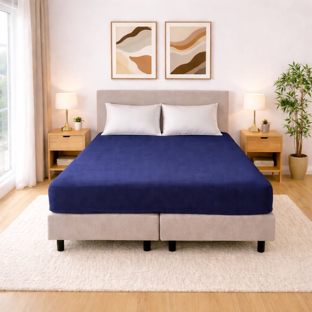 Polydaun hoeslaken - Jersey - donkerblauw - 180x200/220 cm