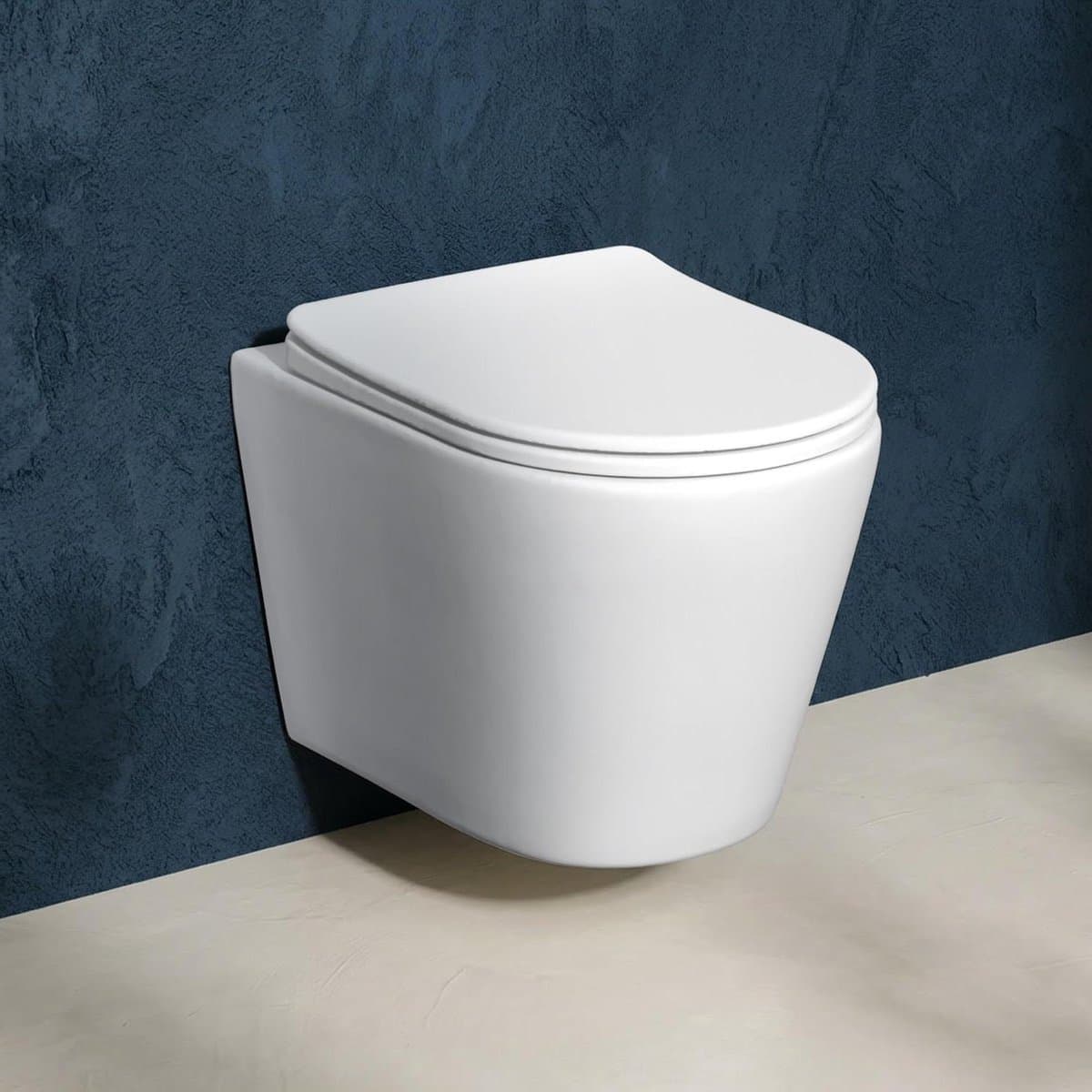 Hangtoilet zonder spoelrand - Wandtoilet Keramiek - Hygiënisch Reinigen - AquaSpin Waterstroom - 50 cm lang - Wit
