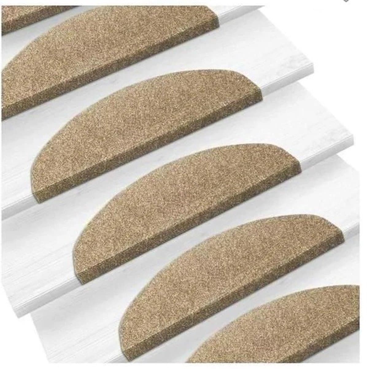 Linkforu - Trapmatten - Zelfklevend Tapijt Traptreden – Trapbekleding - Halfrond Tapijt – met Geluidsisolatie - 15 stuks – 65x21 cm