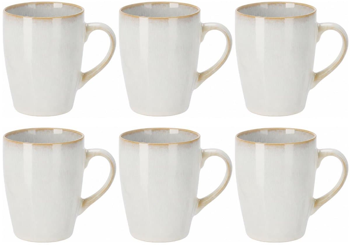 Siaki Koffiemok / theemok Faye - wit - set 6x - 340 ml - mokken - kerammiek - tas