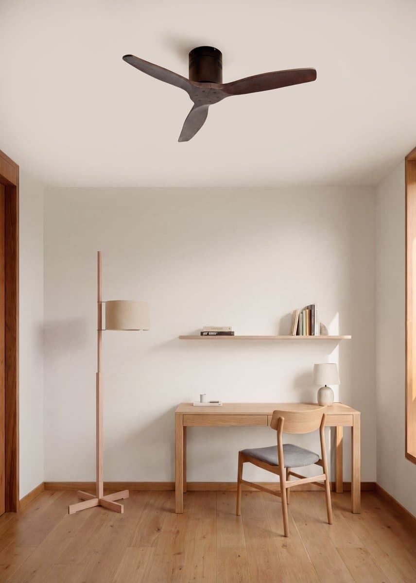 CREATE - Plafondventilator silent 100% hout 40W (Ø112cm) - Geen licht - WIFI + Afstandsbediening - 6 snelheden - Programmeerbaar - WIND CALM NATURAL WOOD