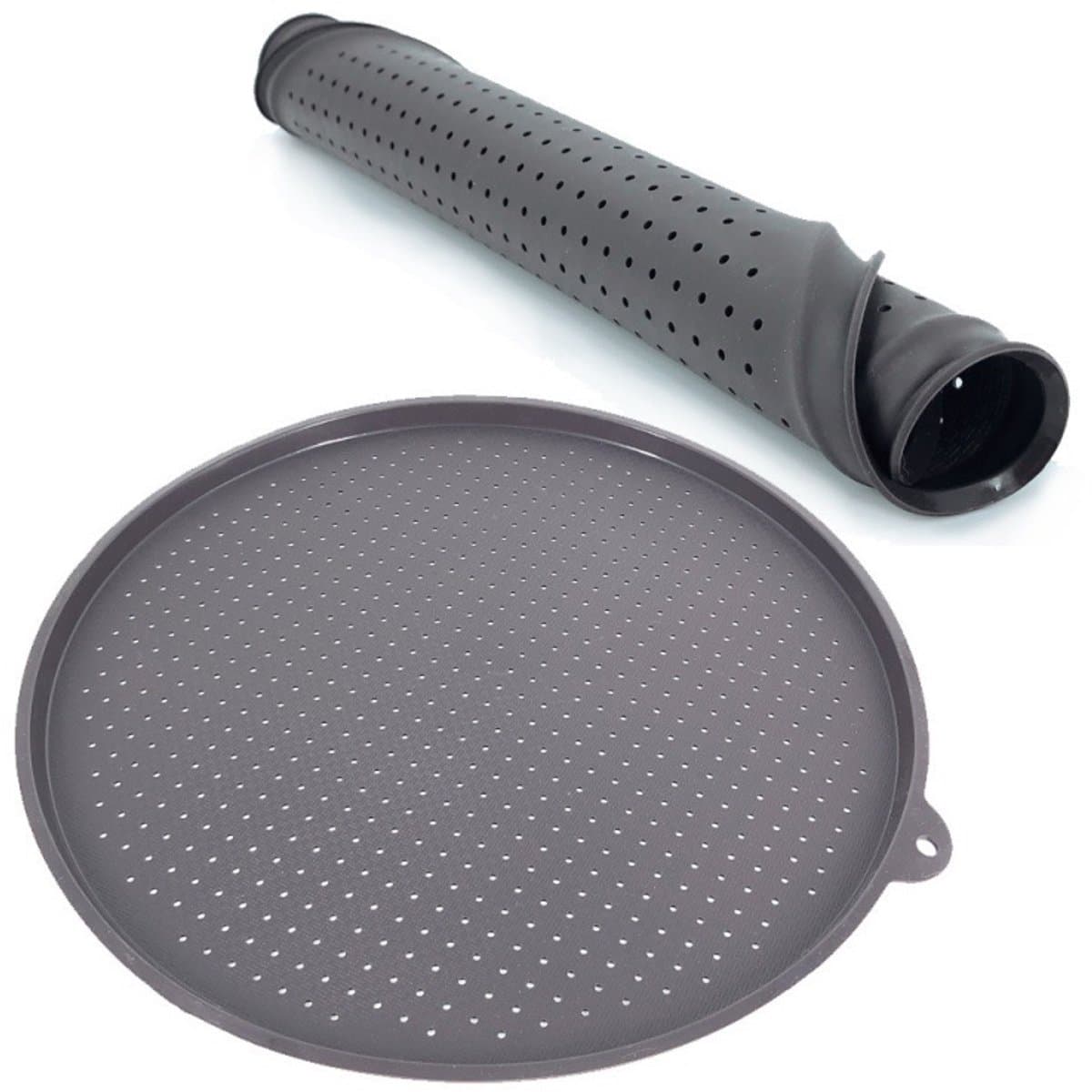 Pizzaplaat - Silicone Bakplaat - Opvouwbaar Geperforeerde Pizza Bakplaat Voor Oven En Diepvries - 1 Stuk - Gezinsgebruik Grijs