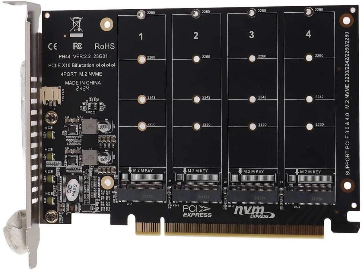 Allecto - 4-poorts Host Controller - PCI-e Uitbreidingskaart - Eenvoudige installatie - M.2 converter - Voor computeroptimalisatie - Gesc...