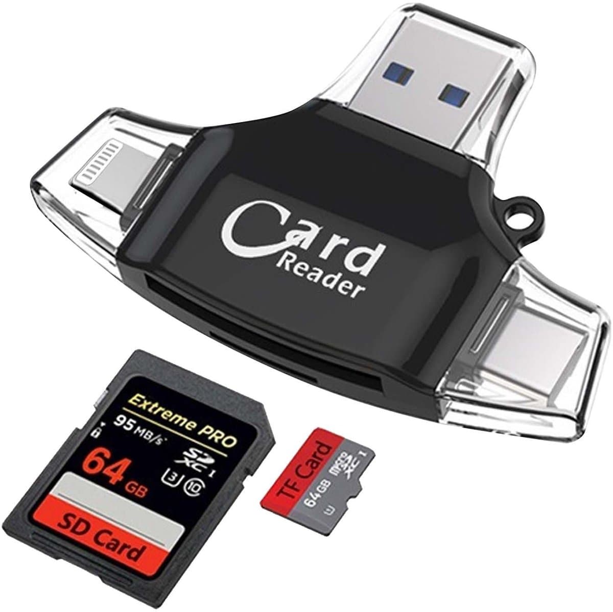 Store_8 - SD-kaartlezer - multifunctionele kaartlezer - hoge snelheid - zwart - Plug and Play - geschikt voor iPhone en iPad - Type-C en SD/TF inte...