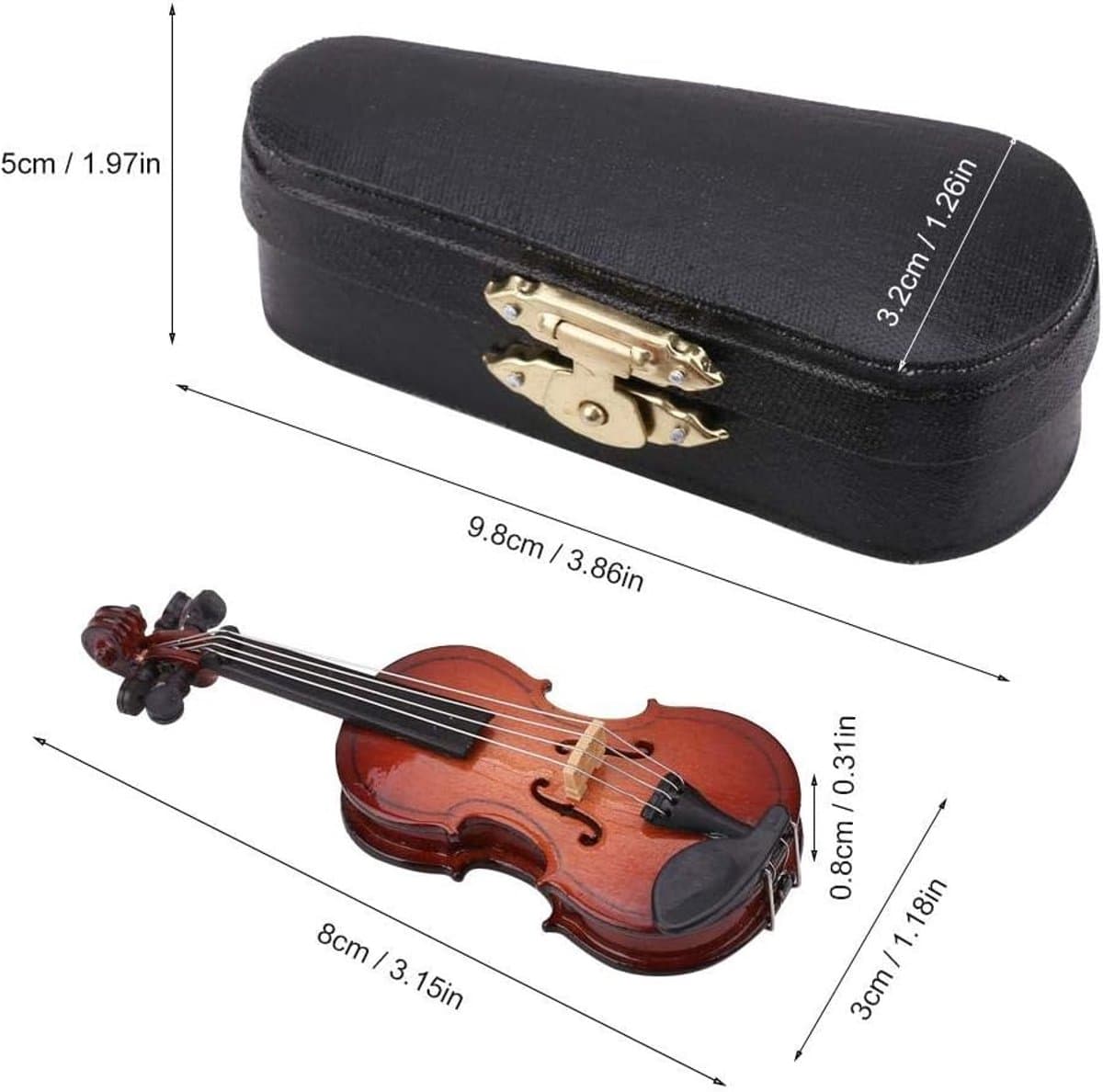 Mini viool model - Houten instrument - Bureau decoratie - Realistisch design - 8 cm - Zwart
