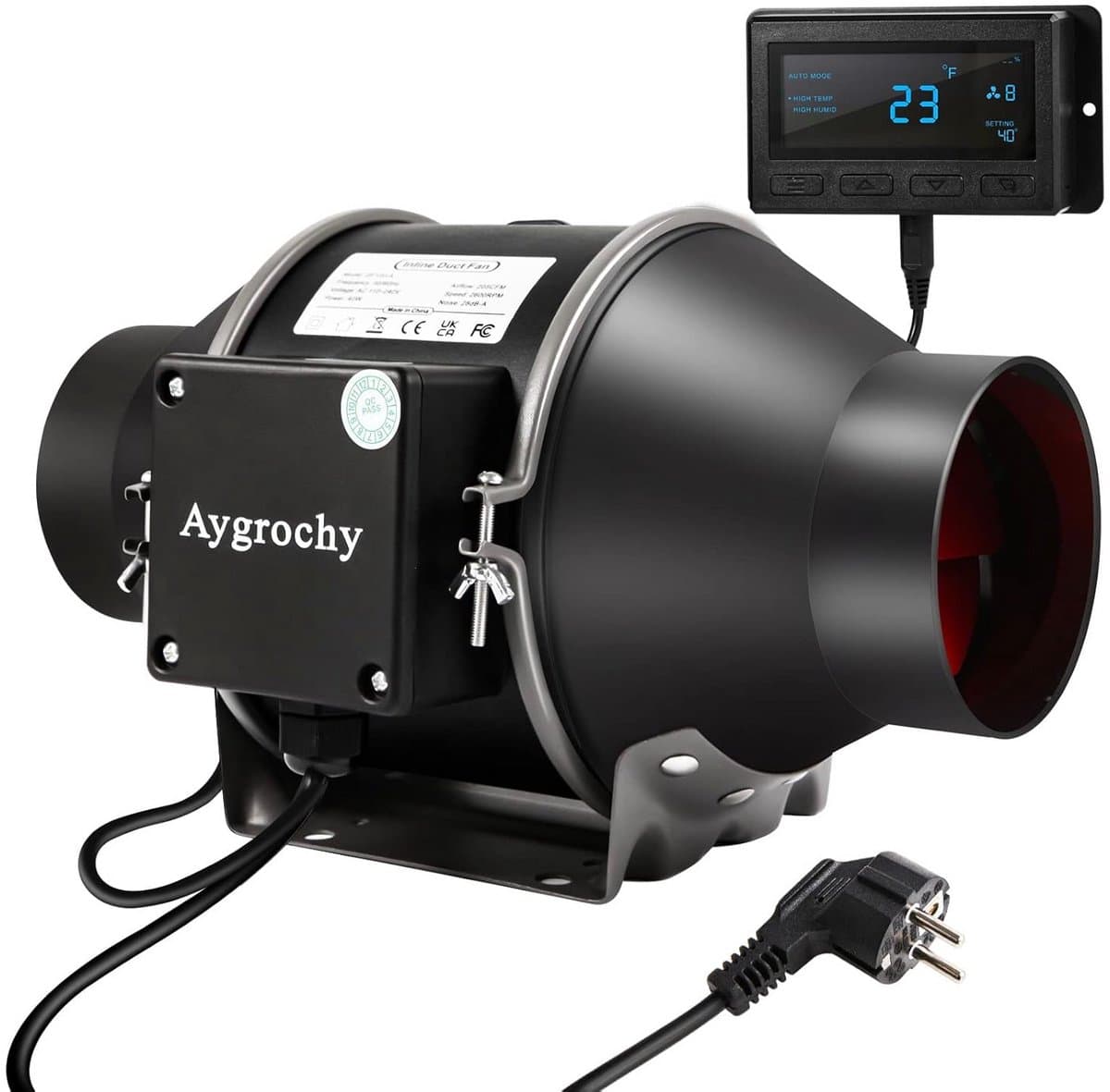 Inline Duct Ventilator - Afzuigventilator Geluidloos - Klimaatbeheersing Binnen - Intelligente Controller - 6 Inch 350 CFM - Zwart