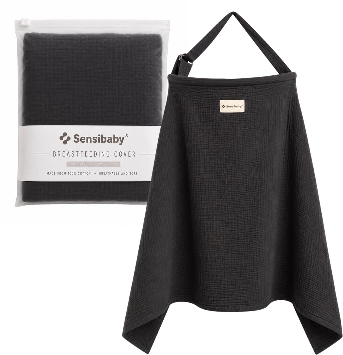 Sensibaby Borstvoedingsdoek – 100% Dubbellaags Katoen – Ademend en Verstelbaar - Zwart