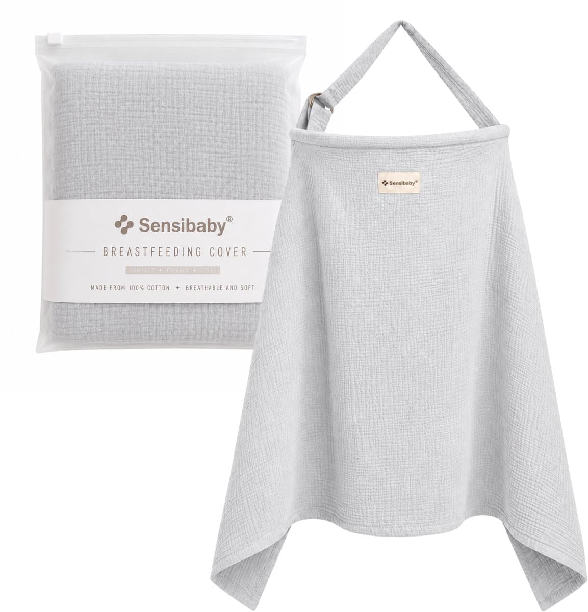 Sensibaby Borstvoedingsdoek – 100% Dubbellaags Katoen – Ademend en Verstelbaar - Grijs
