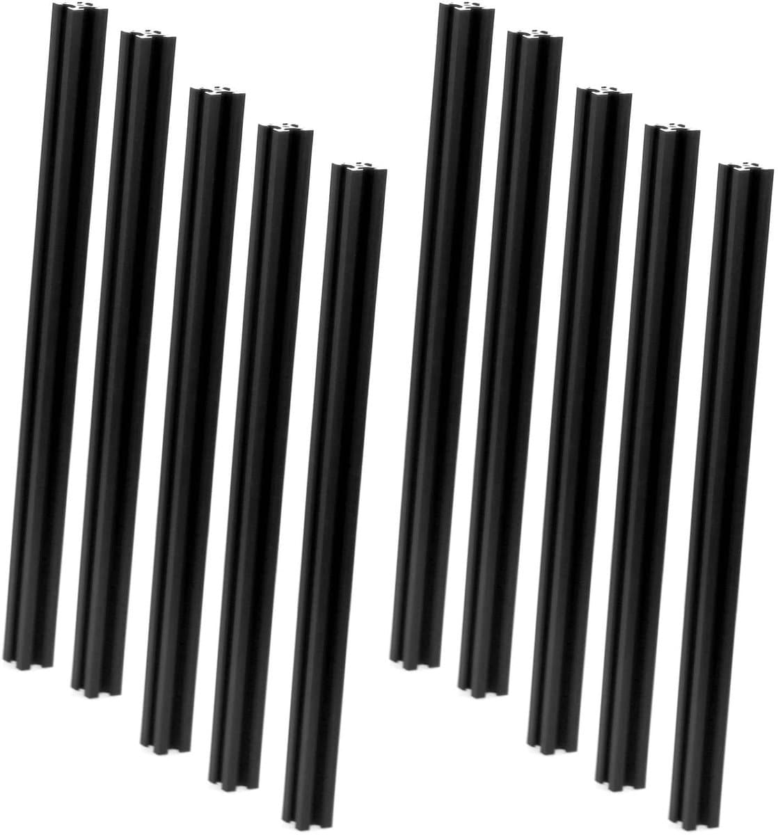 MTTproducts- Aluminium Profielrail 500 mm - 10 Stuks - Geanodiseerd - Zwart - Voor 3D-Printers/CNC-Machines - Doe-het-zelf - Profielbalk