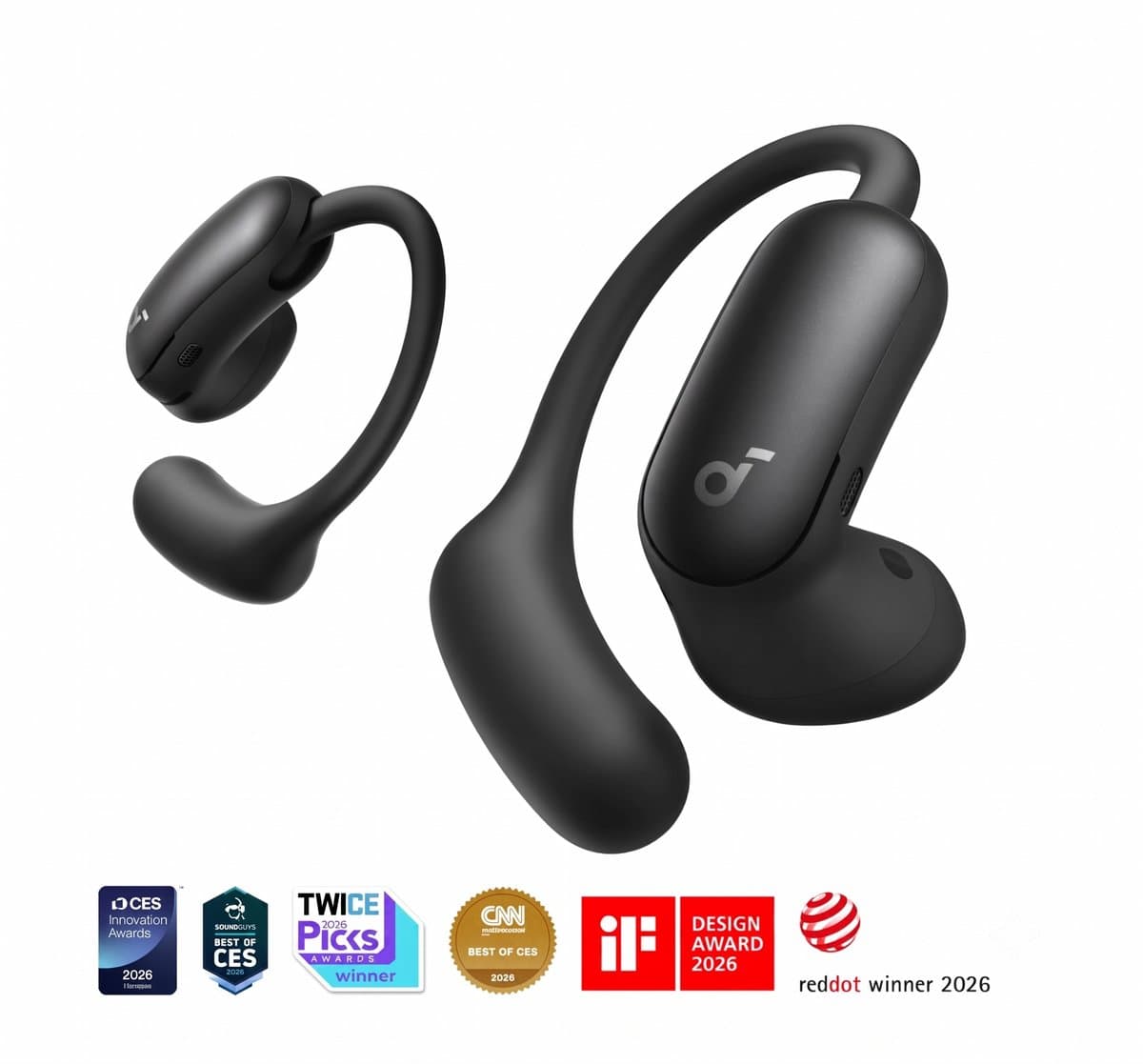 Soundcore AeroFit 2 Pro, eerste hoofdtelefoon met 2 draagmodi, 2-in-1 open ear hoofdtelefoon & semi-open-ear ruisonderdrukking, Bluetooth 6.1, Hi-Res, LDAC, spatial audio