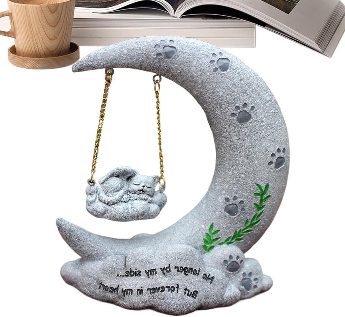 Kat herdenkingsbeeld - Huisdier monument - Tuin decoratie - Hars met hoge dichtheid - 136 cm - Grijs