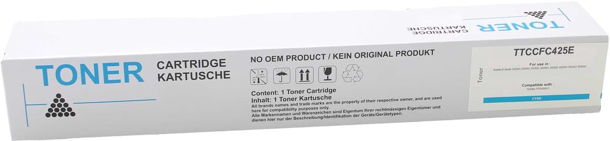 Toshiba - Toner cartridge - T-FC425E - Cyaan - 33.600 pagina’s - Huismerk - geschikt voor Toshiba E-Studio 2020 AC, Toshiba E-Studio 2520 AC, Toshiba E-Studio 2525 AC, Toshiba E-Studio 3025 AC, Toshiba E-Studio 3025 ACG, Toshiba E-Studio 4525 AC