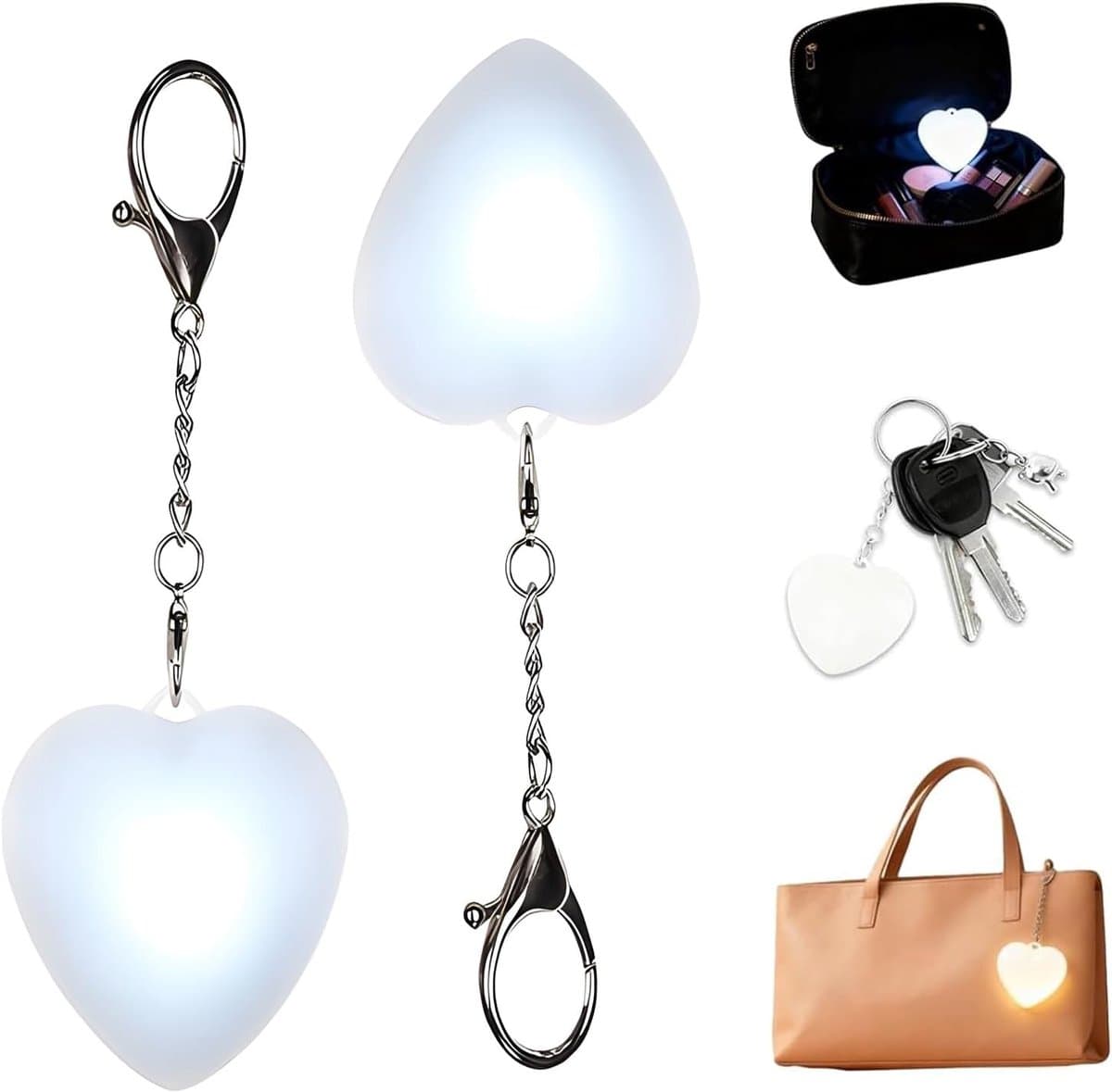 2 stuks 'Love Wallet' tasverlichting met aanraaksensor – Taslampjes voor in de handtas – Hartvormige tasverlichting, ideaal als Valentijnscadeau