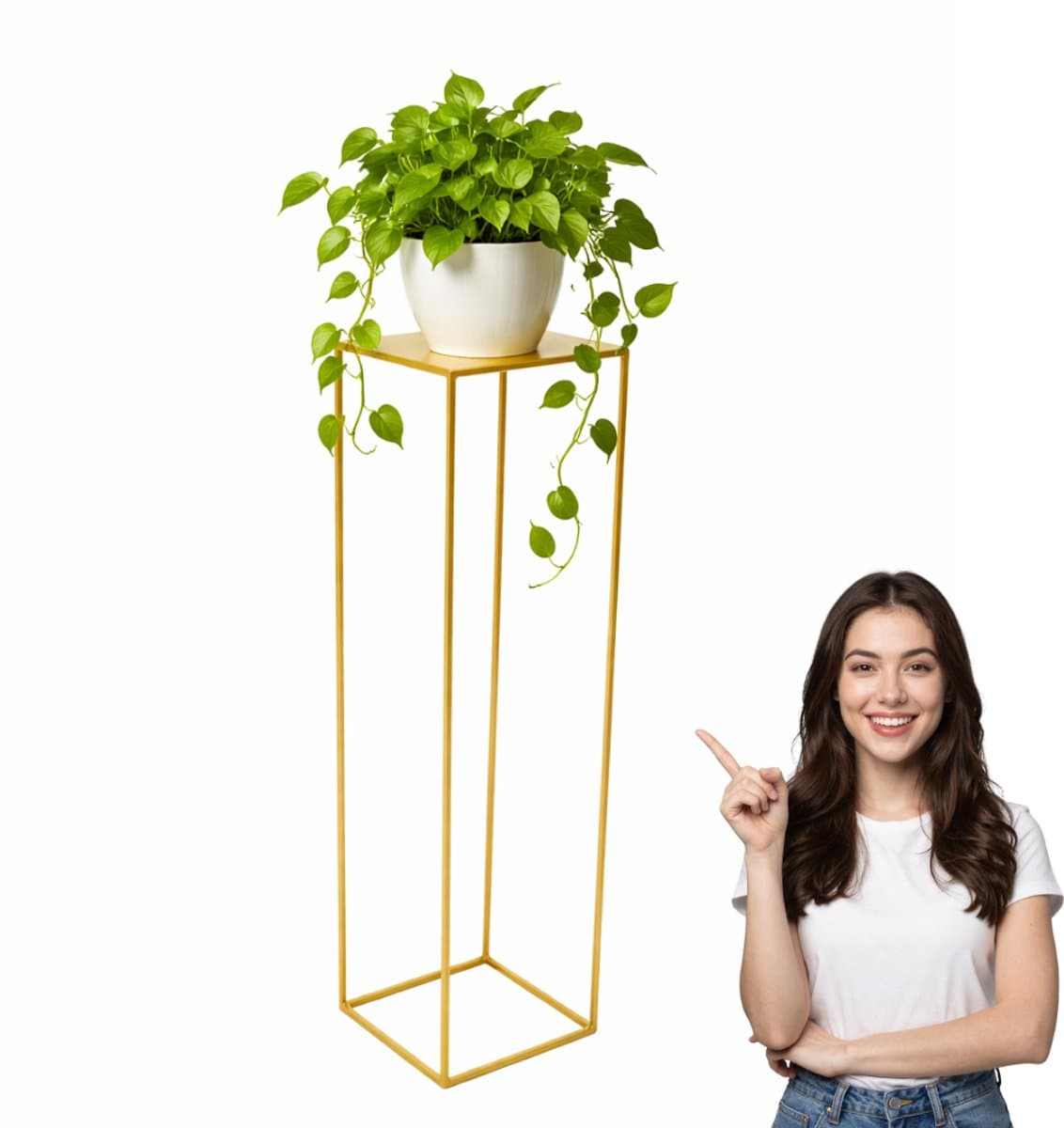 Anwicar Plantenstandaard Goud Hoogte 70 cm - Metaal Plantenrek - Plantentafel - Kamerplanten - Bloempotten voor Binnen en Buiten