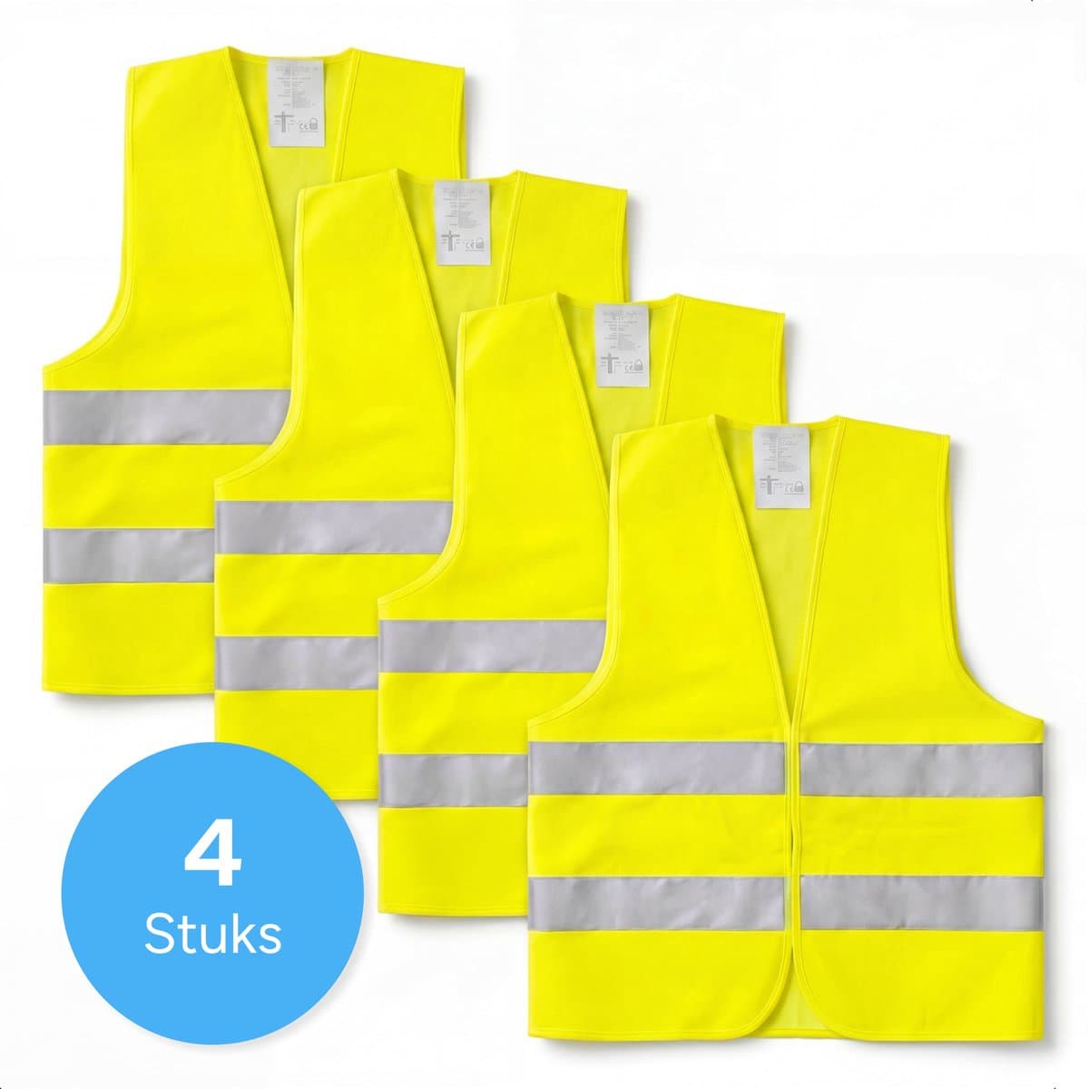 MasonPro Fluo Hesje Volwassenen & Kinderen - 4 Stuks - Veiligheidshesjes - Reflectievest - Reflecterend vest - Veiligheidsvest - One Size - Geel