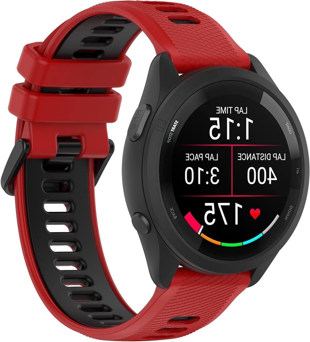 22mm Silicone Sportband voor Garmin Forerunner en Venu - Comfortabele en Duurzame Sportarmband in Rood/Zwart, Geschikt voor Actieve Lifestyle
