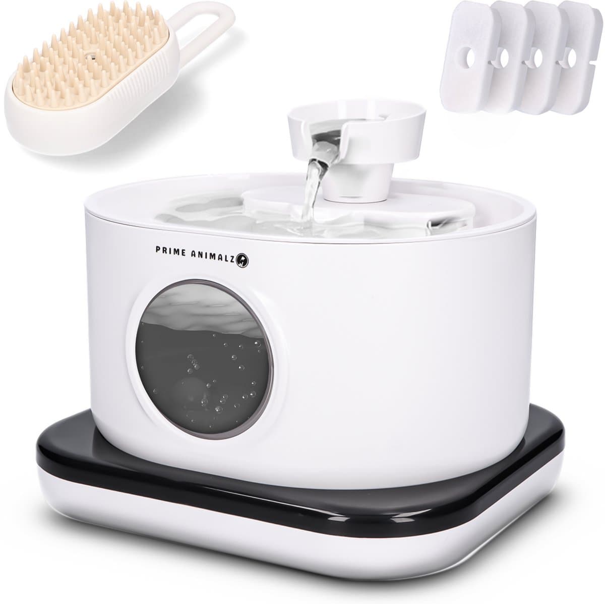 Drinkfontein Kat en Hond – Draadloos met Sensor – 2.8L – Kattenfontein – Waterfontein voor Katten en Honden – Drinkfontijn – Dieren Drinkbak – Kattenfontijn – Automatische Drinkbak – Stille Pomp – BPA-vrij – Prime AnimalZ – Wit