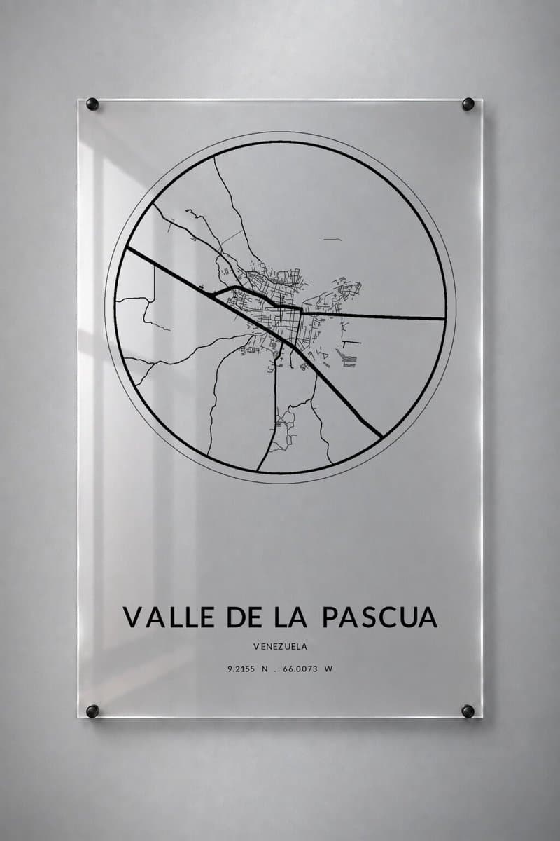 Stadskaart Valle de La Pascua - Plexiglas 20x30 cm - Orbit City
