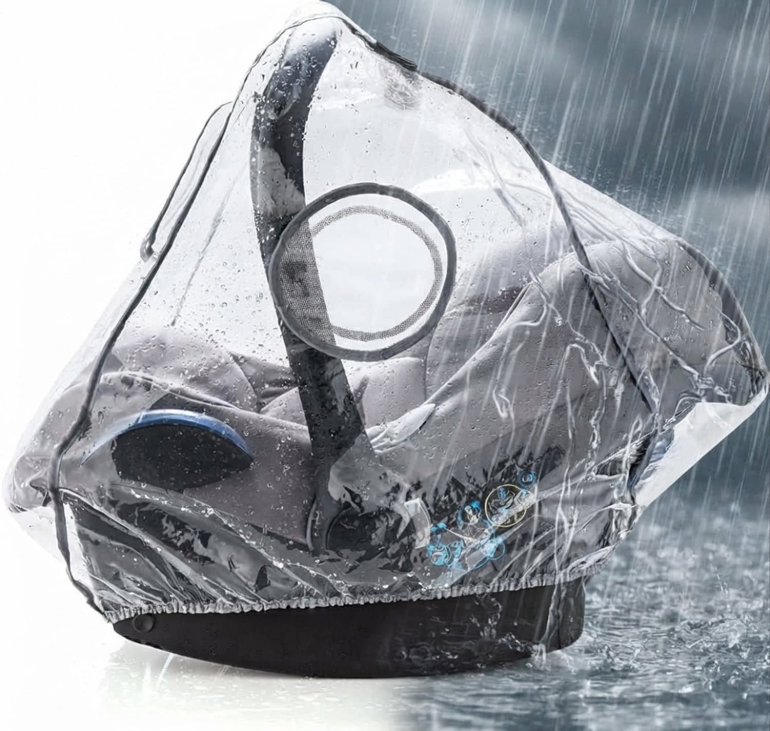 Livatto Universele Regenhoes voor Autostoel en Kinderwagen - Met Sluitbaar Venster, Ventilatie en Draagopening - PVC-vrij - Grijs